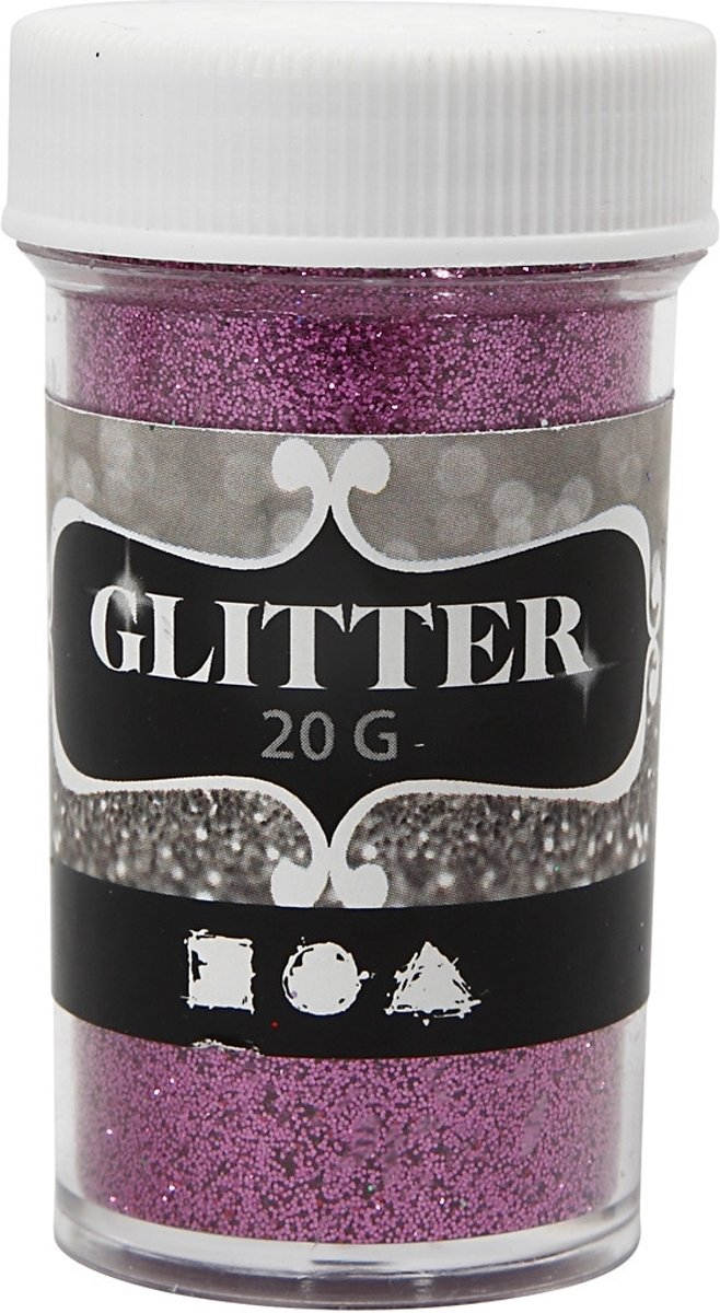 Glitter, d: 35 mm, h: 60 mm, roze, 20gr [HOB-284284]